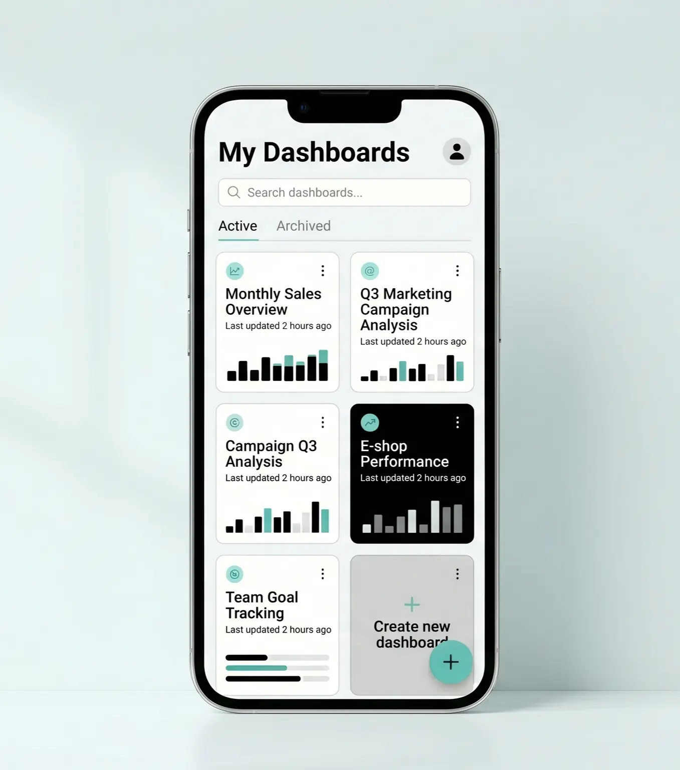 Overview of dashboards in todoa categorized into active and archived